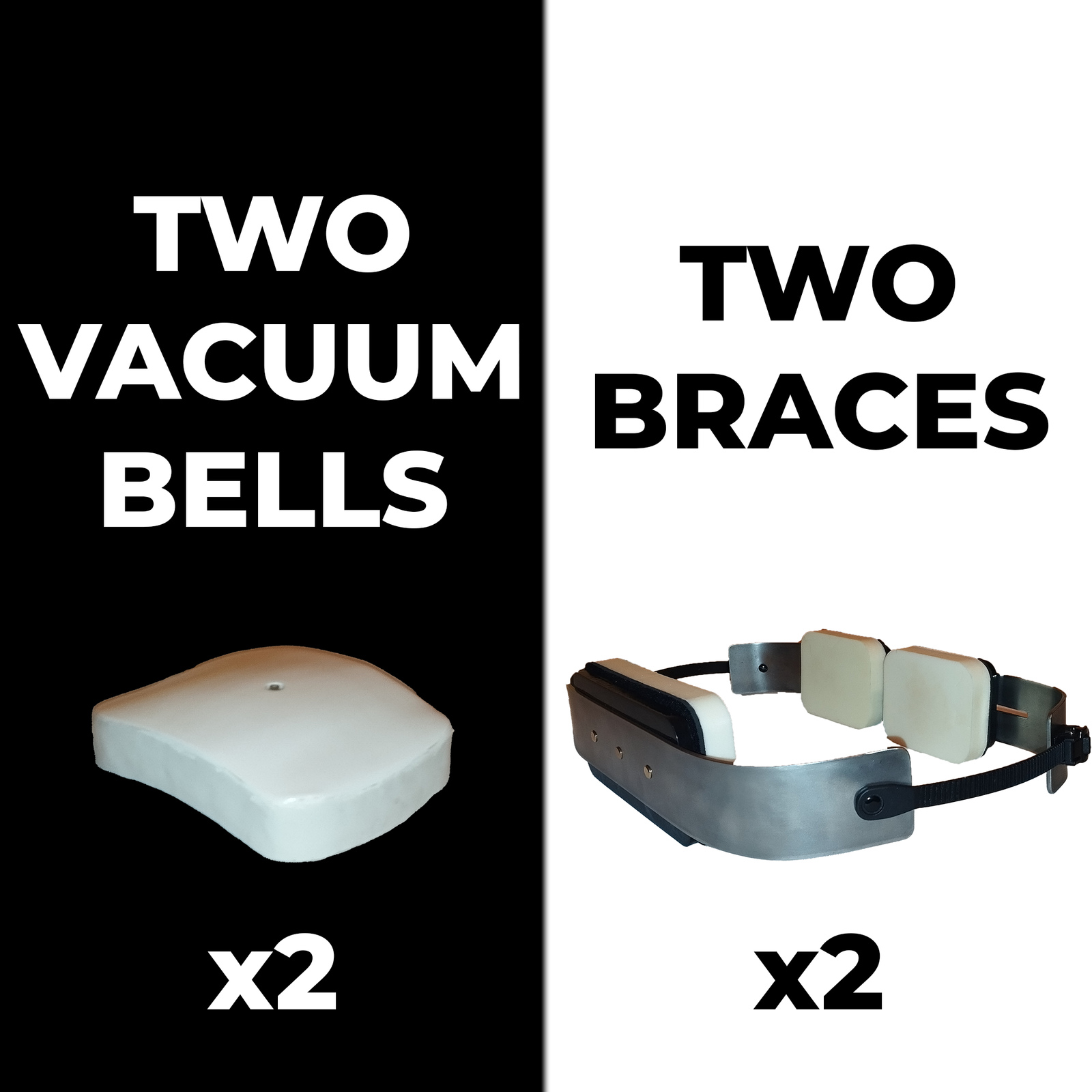 Two custom-made braces and two custom-made vacuum bells for Pectus Excavatum